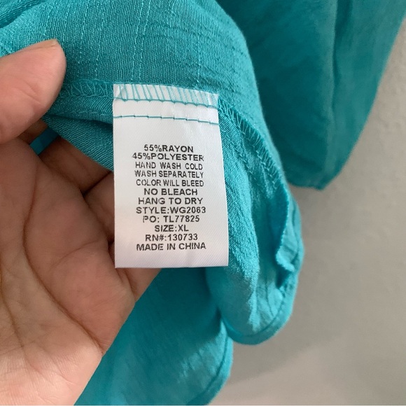 Umgee Top Layered Short Sleeve size XL Lightweight Teal Oversized Casual - Picture 12 of 13